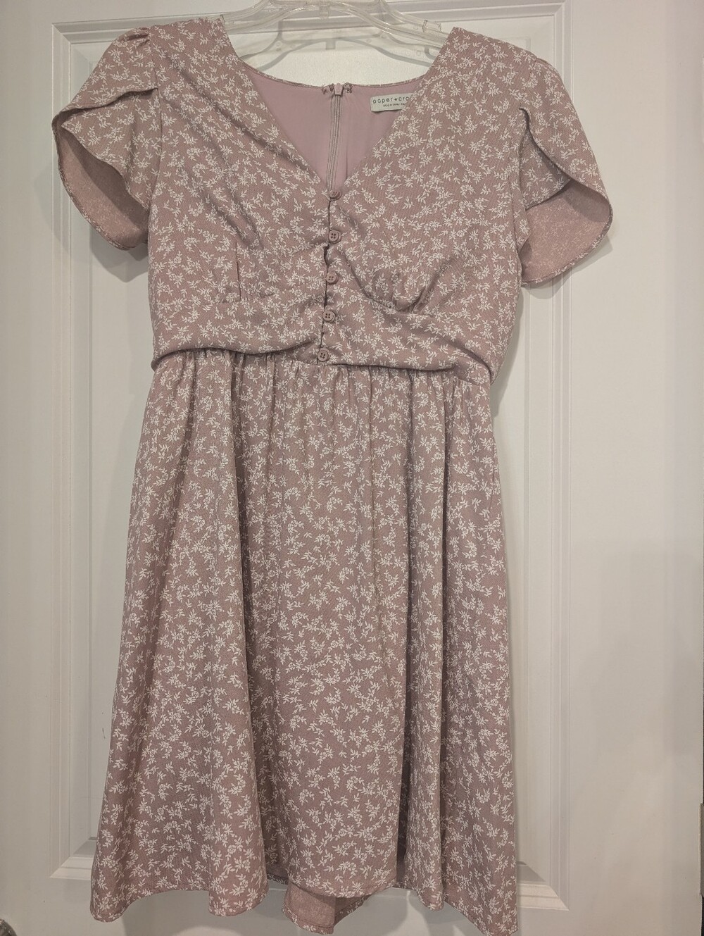 Paper Crane Dusty Rose Floral Women'sDress with Button Front
